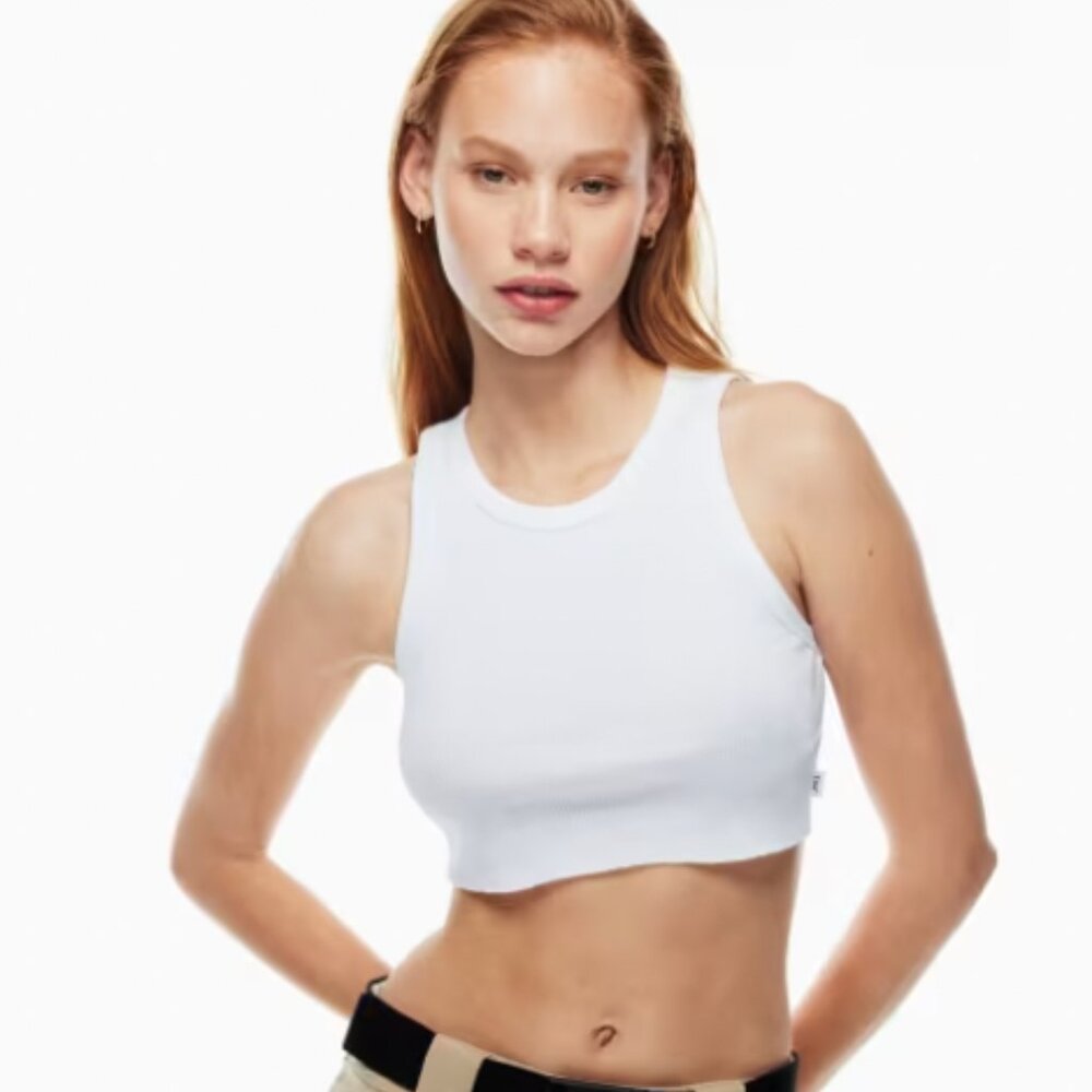 White cropped rib racer TNA